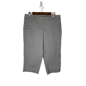 Dockers pants chinos women's 14 gray cotton light wash cropped comfortable